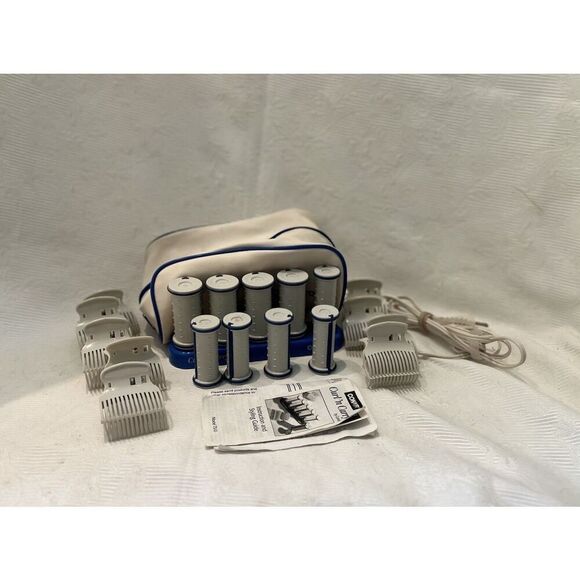 Vintage CONAIR Curl'n Carry Travel Hot Rollers Set Of 9 + 7 Clips TESTED - Picture 1 of 4